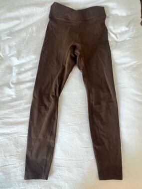 High-Rise Brown Ribbed Leggings